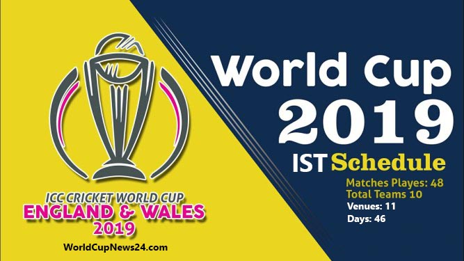 ICC World Cup 2019 Cricket match Schedule PDF in Indian Time (IST)